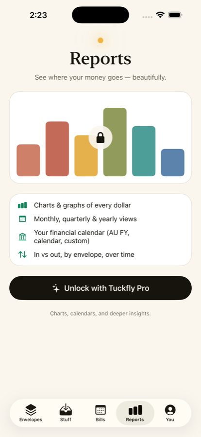 Tuckfly Pro reports with colourful charts